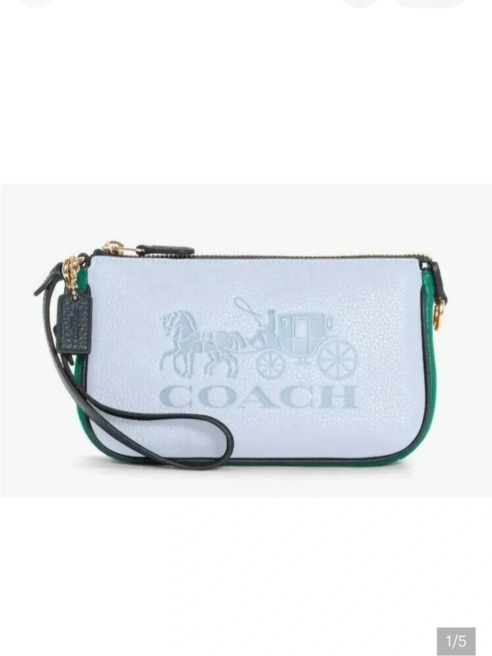 Coach Wristlet Nolita 19 in Colorblock Leather Bag Horse and Carriage Twilight